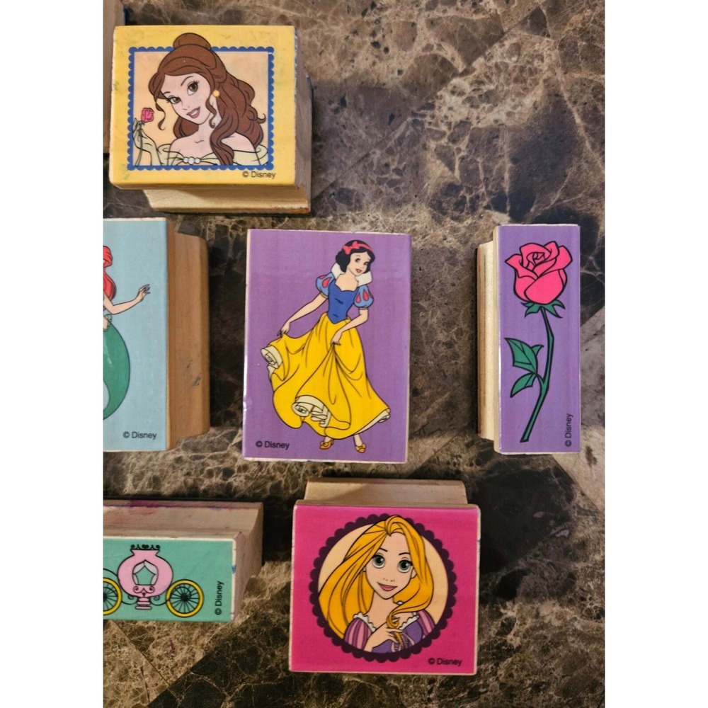 Wooden Disney Princess Rubber Stamps: Melissa & Doug Lot of‎ 9 - Picture 6 of 10